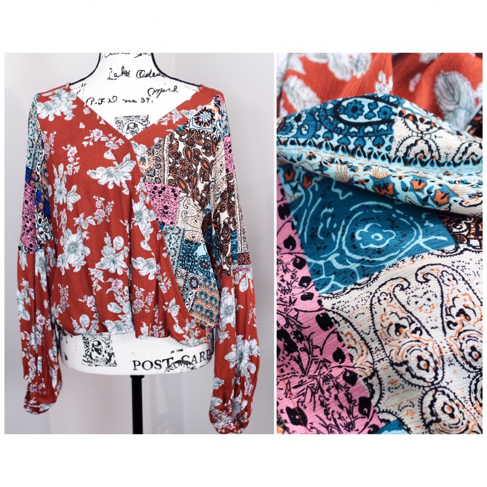 UMGEE Boho LS Floral Patchwork Top / SIZE SMALL